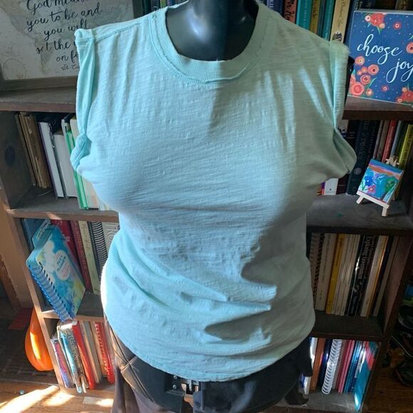 Pilcro and the Letterpress slub blue S sleeveless top - Picture 1 of 3